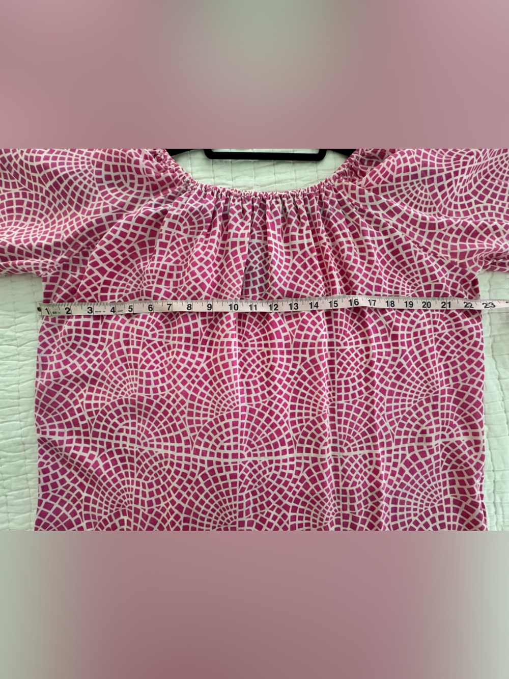 Tolani Pink Mosaic Print Tunic Dress with Blue Trim NWT Size M - Picture 3 of 5